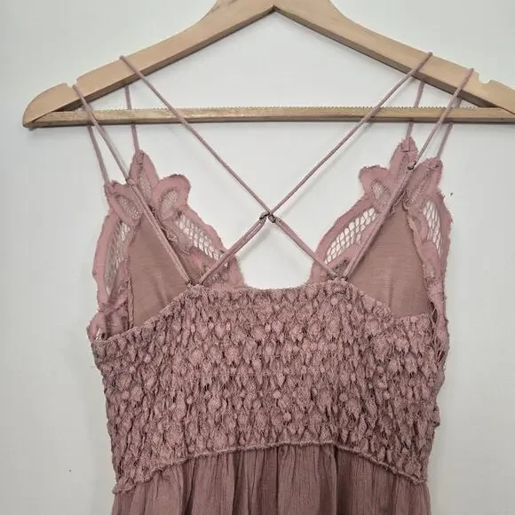 Free People Adella Lace Slip Mini Dress Size XS Pink Mauve - Picture 6 of 8